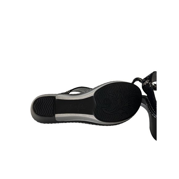 ALEGRIA Black Silver Wedge Sandals Slides Size 38/8 - Picture 6 of 6